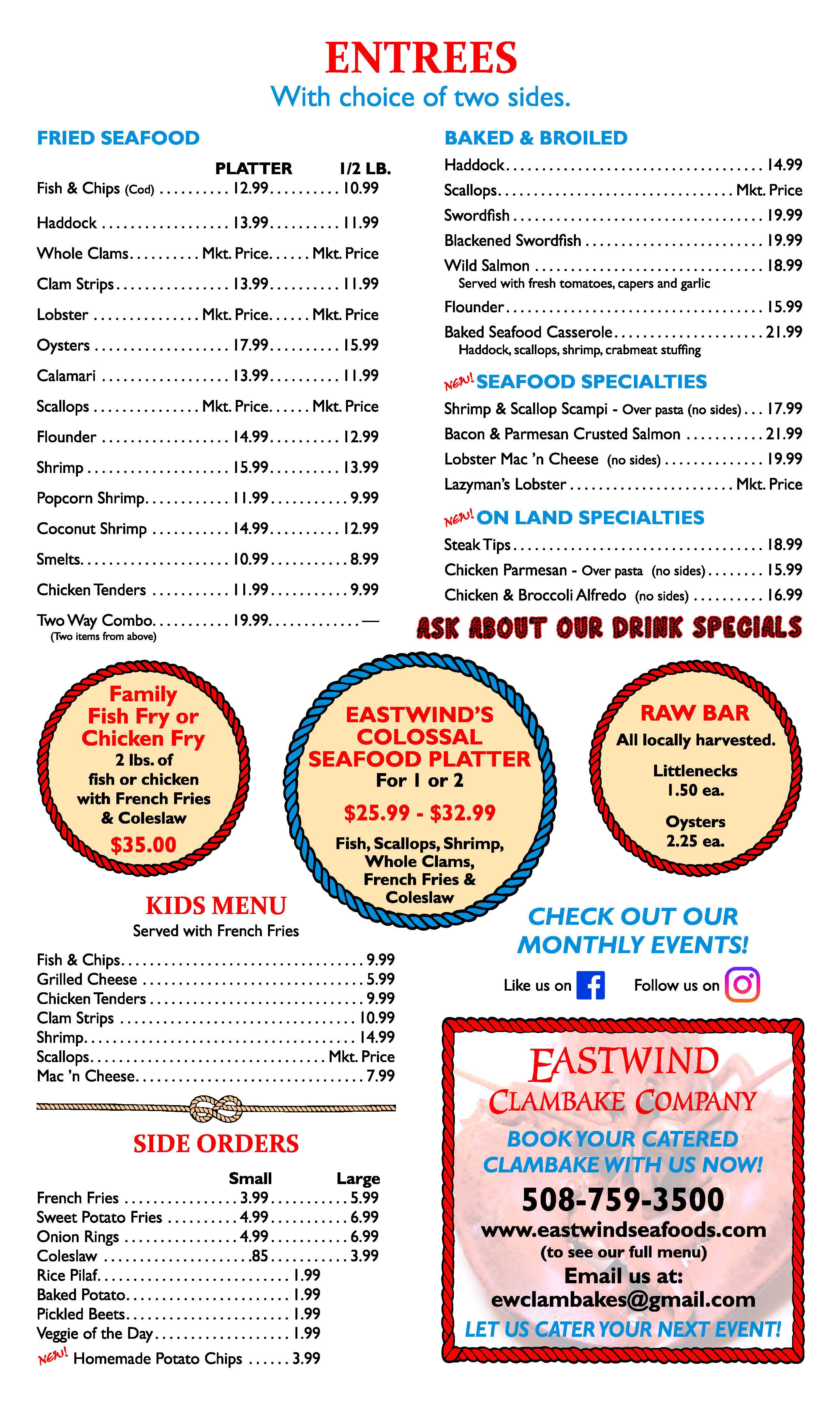 Eastwind Seafoods Menu Page 2
